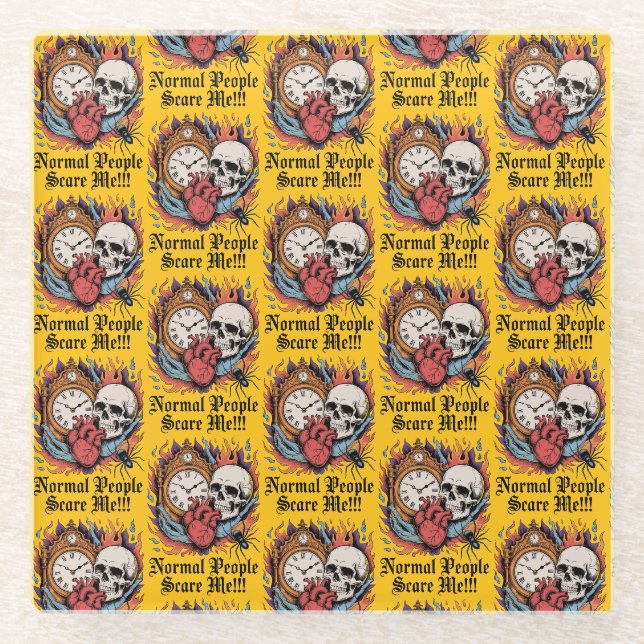 Normal People Scare Me Glass Coaster (Front)