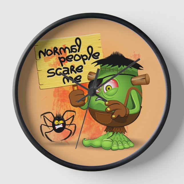 'Normal People Scare Me' Humorous Frankenstein Clock (Front)