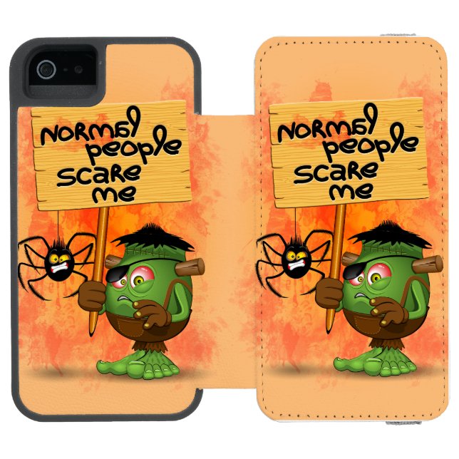 'Normal People Scare Me' Humorous Frankenstein Incipio iPhone Wallet Case (Folio Open)