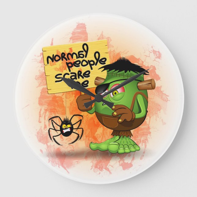 'Normal People Scare Me' Humourous Frankenstein Large Clock (Front)