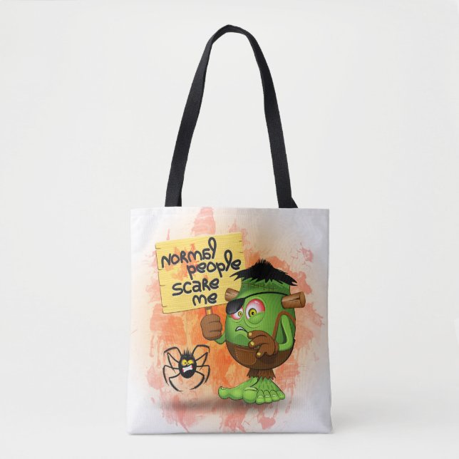 'Normal People Scare Me' Humourous Frankenstein Tote Bag (Front)