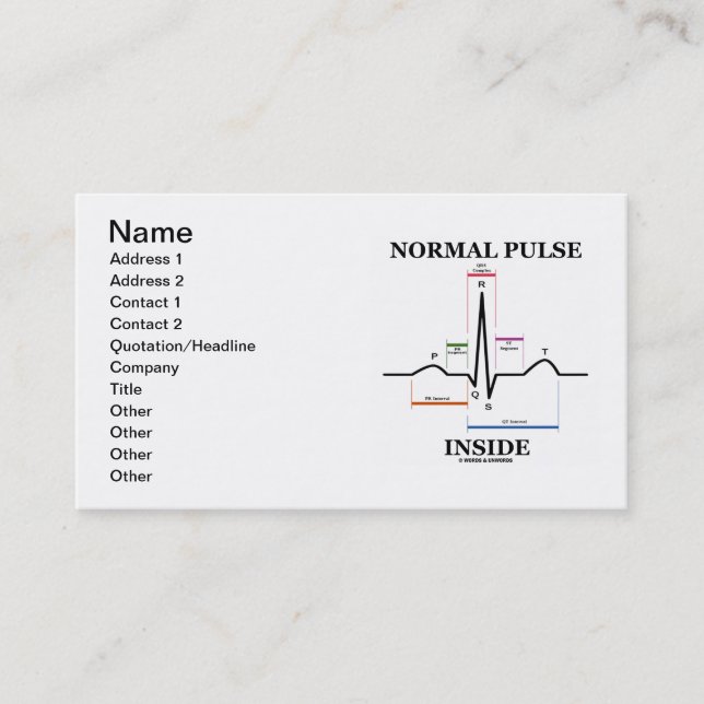 Normal Pulse Inside (ECG/EKG Electrocardiogram) Business Card (Front)