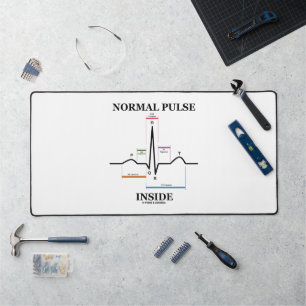 Normal Pulse Inside Heartbeat Electrocardiogram Desk Mat