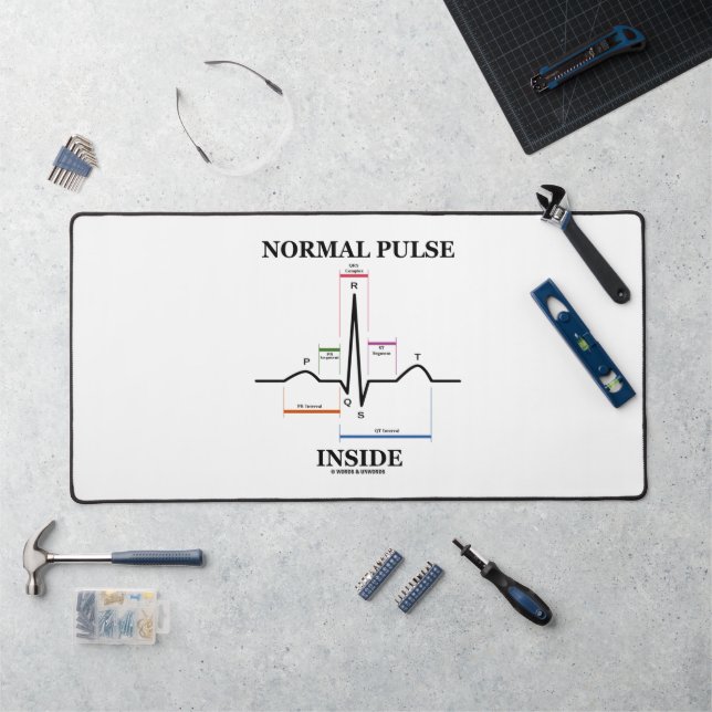 Normal Pulse Inside Heartbeat Electrocardiogram Desk Mat (Workstation)