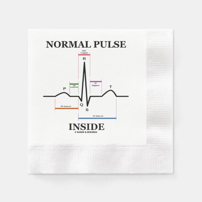 Normal Pulse Inside Heartbeat Electrocardiogram Napkin (Front)