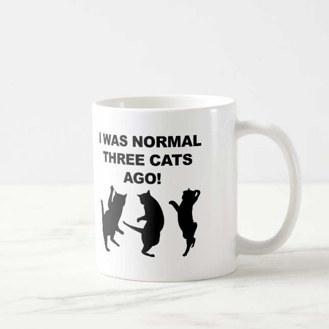 Normal Three Cats Ago Funny Mug or Travel Mug (Right)
