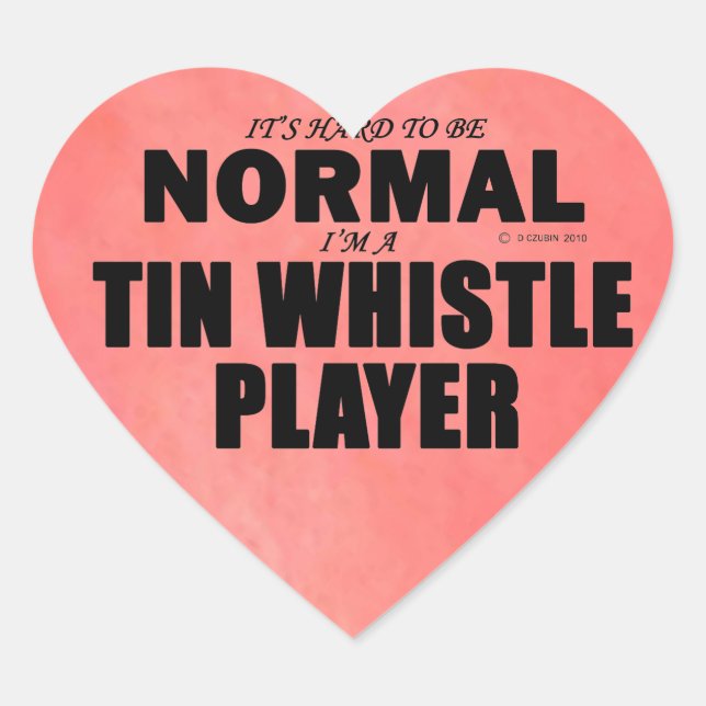 Normal Tin Whistle Player Heart Sticker (Front)