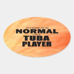 Normal Tuba Player Oval Sticker