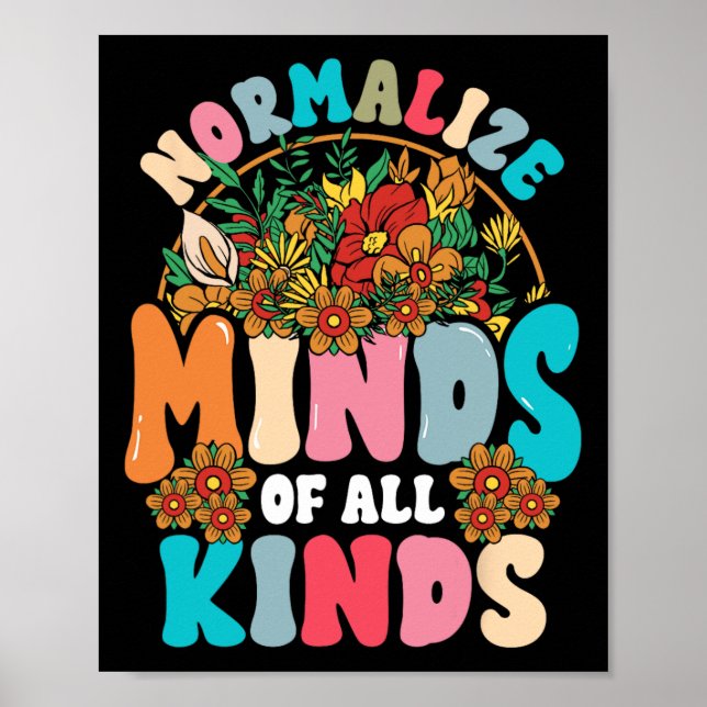 Normalise Minds Of All Kinds Autism Awareness Neur Poster (Front)