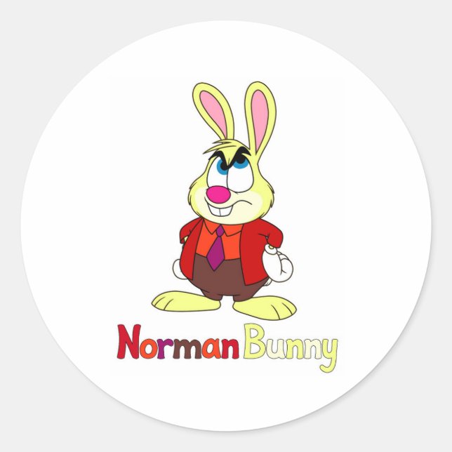 Norman Bunny Round Sticker (Front)