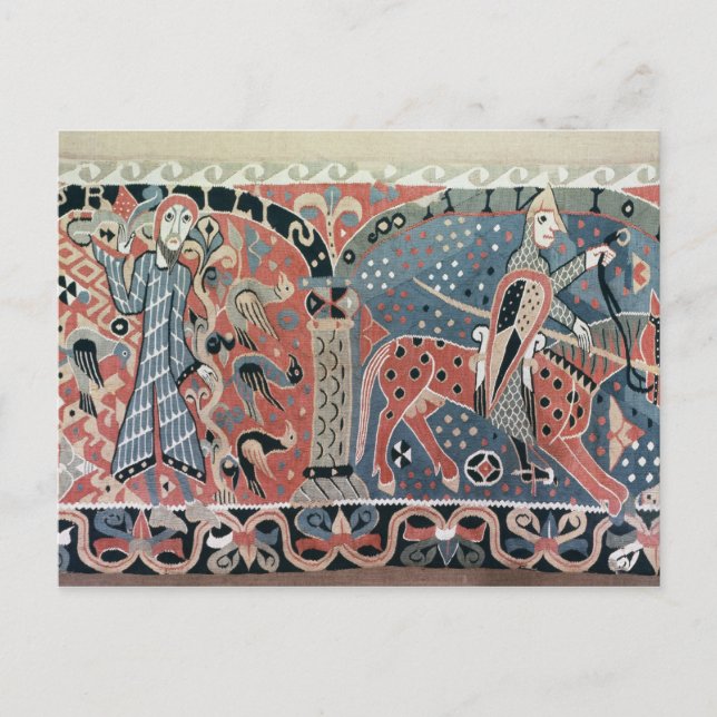 Norman cavalier on a piebald horse postcard (Front)