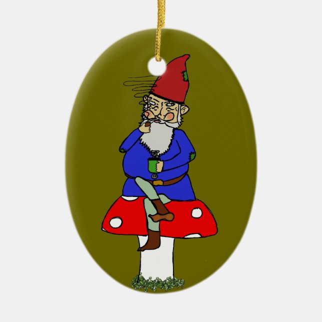 Norman Gnome Ceramic Ornament (Front)