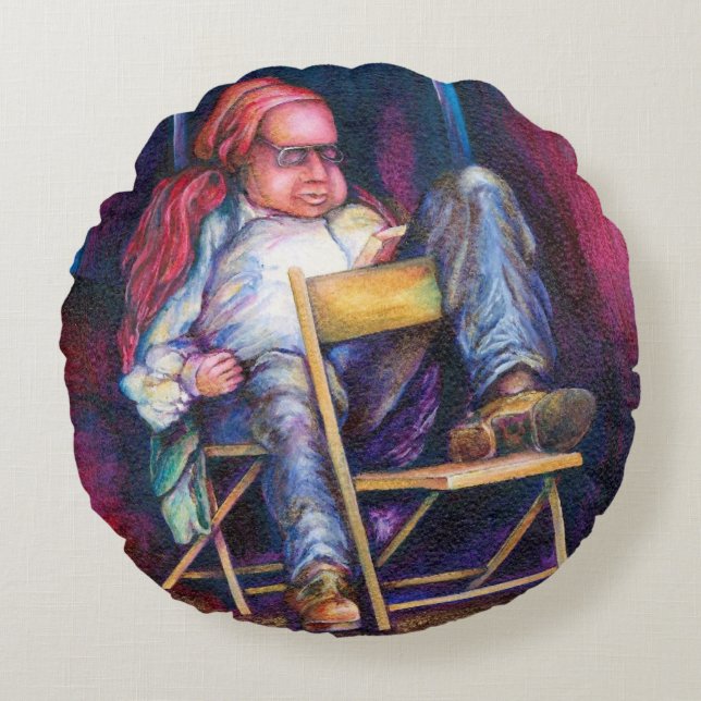 Norman Perfers to Draw in His Sleep Round Cushion (Front)