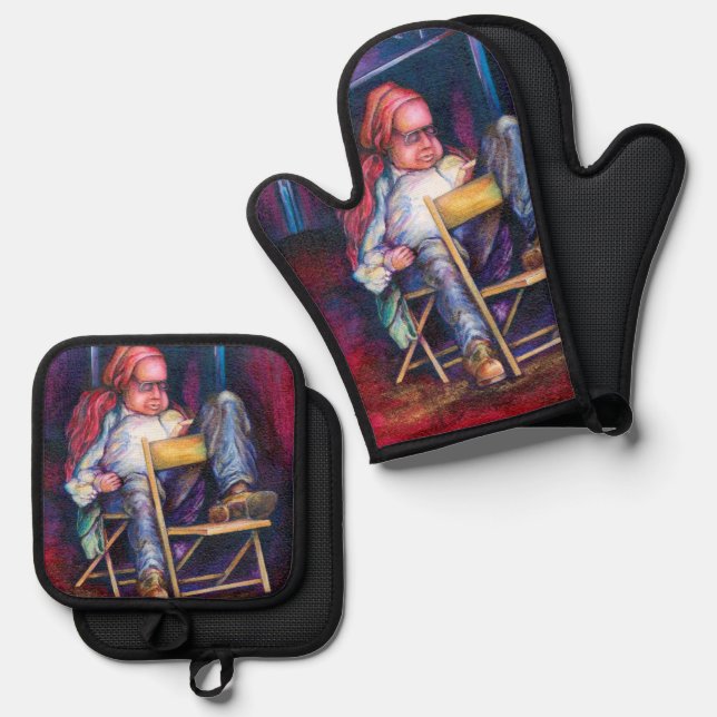 Norman Prefers to Draw in his Sleep Oven Mitt & Pot Holder Set (Front/Back)