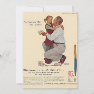 Norman Rockwell She Gave Me A Parker 61 Pen Magazi Holiday Card
