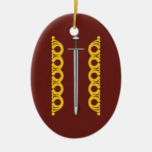 Norman Sword and Decorative Bands Ceramic Tree Decoration