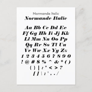 Normande Italic - Zazzle Font Sampler Sheet Postcard