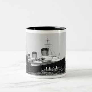 Normandie Enters NY Harbour Two-Tone Coffee Mug