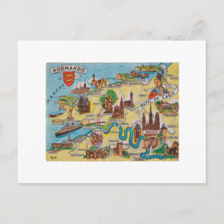 Normandie old map postcard