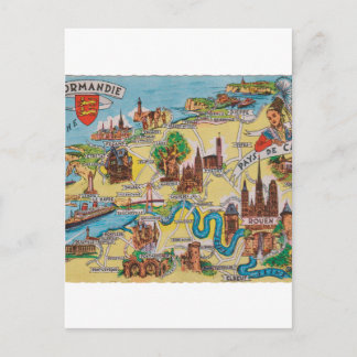 Normandie old map postcard
