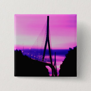 Normandy Bridge, Le Havre, France 2 15 Cm Square Badge