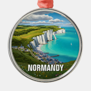 Normandy France Travel Metal Ornament