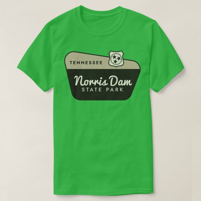 Norris Dam State Park Tennessee Welcome Sign T-Shirt (Design Front)