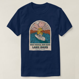 Norris Lake Days Boat Waves Sun Rays Customisable T-Shirt
