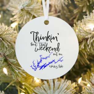 Norris Lake Tennessee Blue Weekend Shoreline Map Metal Tree Decoration
