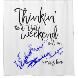 Norris Lake Tennessee Blue Weekend Shoreline Map Shower Curtain