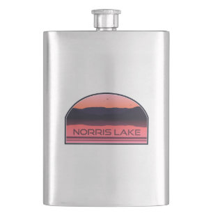 Norris Lake Tennessee Red Sunrise Hip Flask