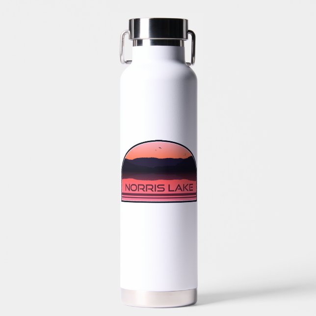 Norris Lake Tennessee Red Sunrise Water Bottle (Front)