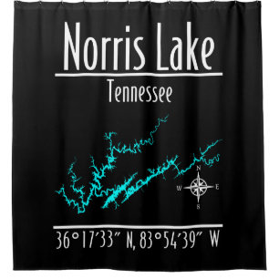 Norris Lake Tennessee Shoreline Map Coordinates Shower Curtain