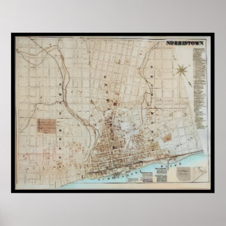 Norristown Map PA Pennsylvania 1871 Poster