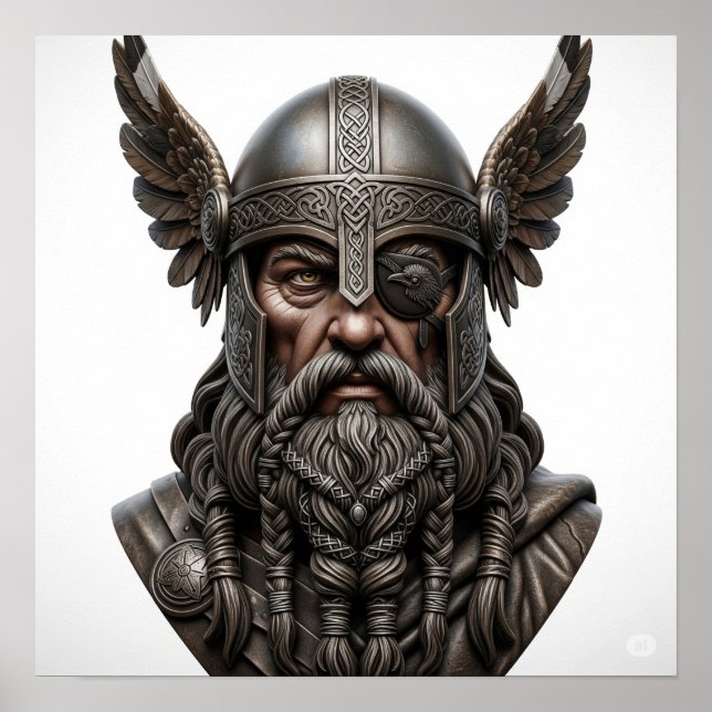 Norse God Odin Portrait Poster (Front)