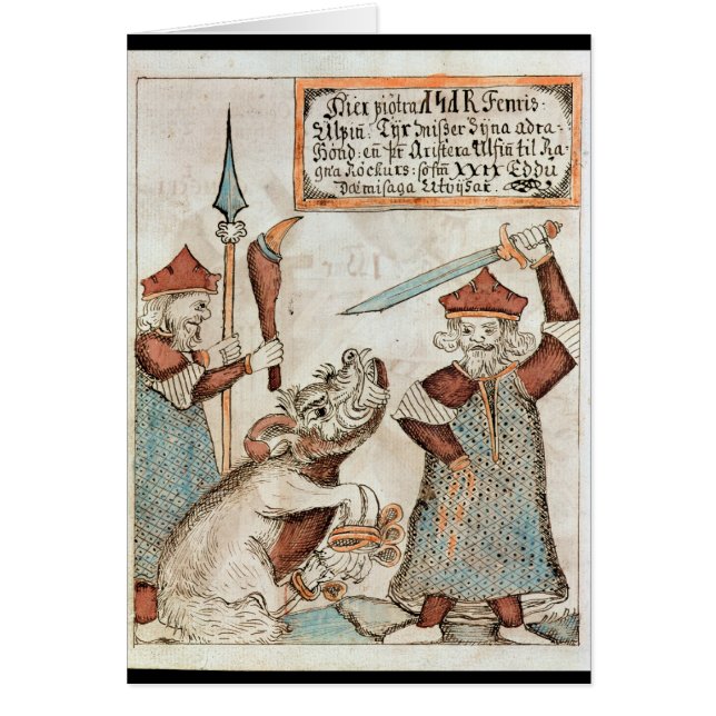 Norse god Tyr losing his hand to the bound wolf (Front)