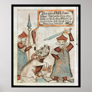 Norse god Tyr losing his hand to the bound wolf Poster