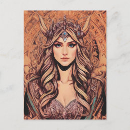 Norse Goddess Freyja Original Art Postcard