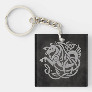 Norse Mythic Horse Knot Design Key Ring