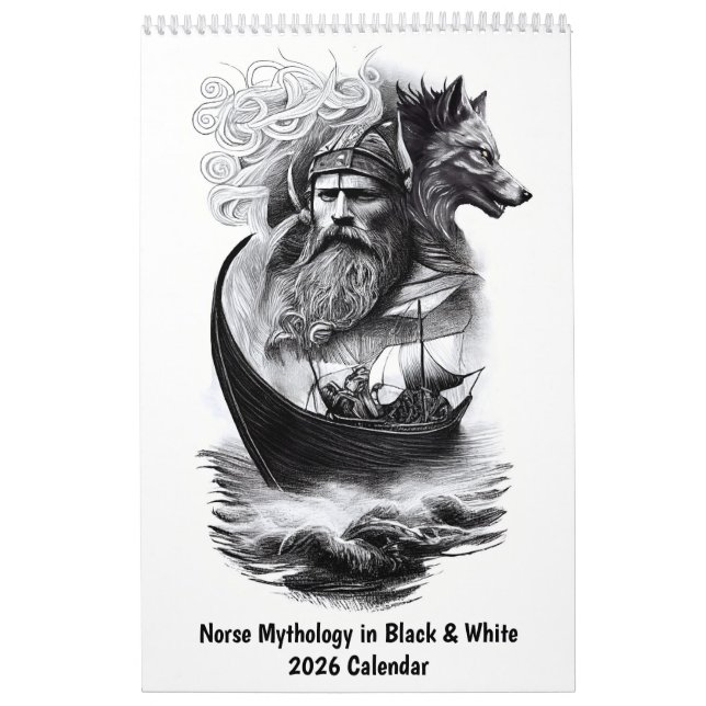 Norse Mythology in Black & White – 2026 Calendar (Cover)