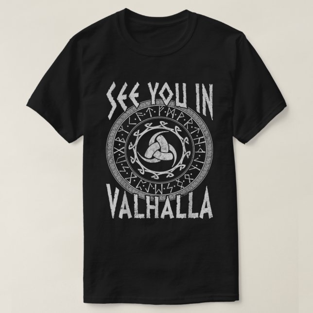 Norse Mythology Odin's Horns Gjallarhorn Valhalla  T-Shirt (Design Front)
