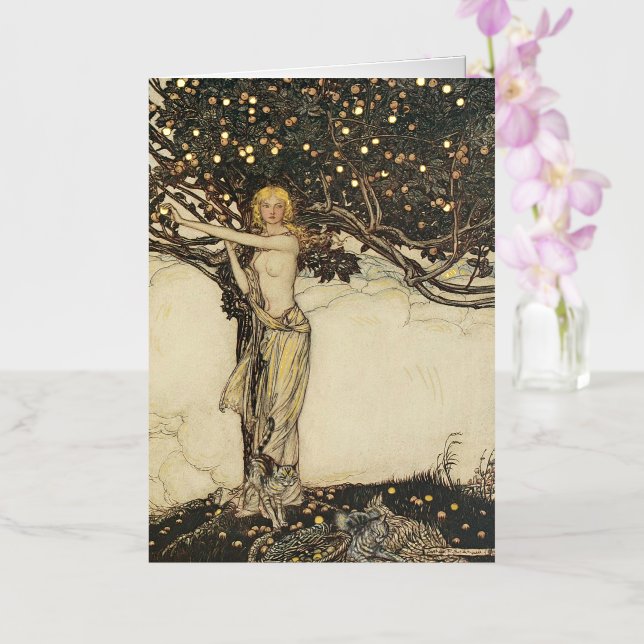 Norse Mythology Wagner Freya the Fair One Rackham Foil Greeting Card (Orchid)
