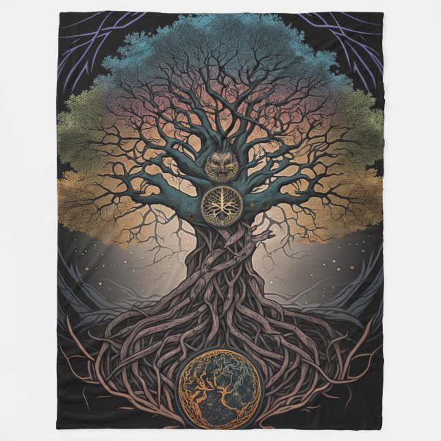 Norse Mythology Yggdrasill Tree Blanket (Front)