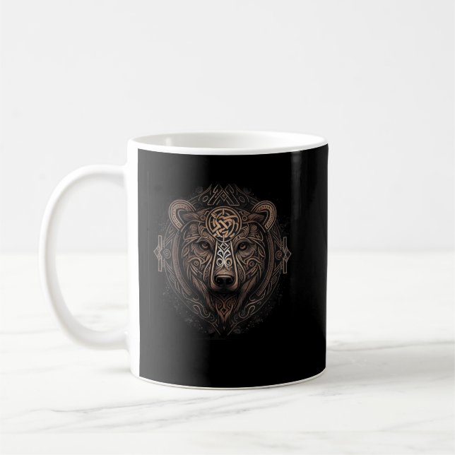 Norse Style Bear Tattoo Viking Ursa Wildlife Anima Coffee Mug (Left)