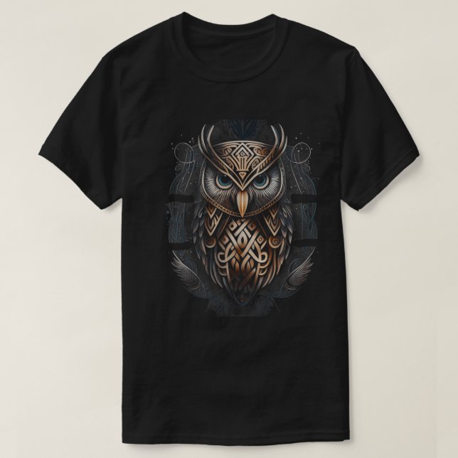 Norse Style Viking Owl Tattoo Wildlife Animal (V.2 T-Shirt (Design Front)