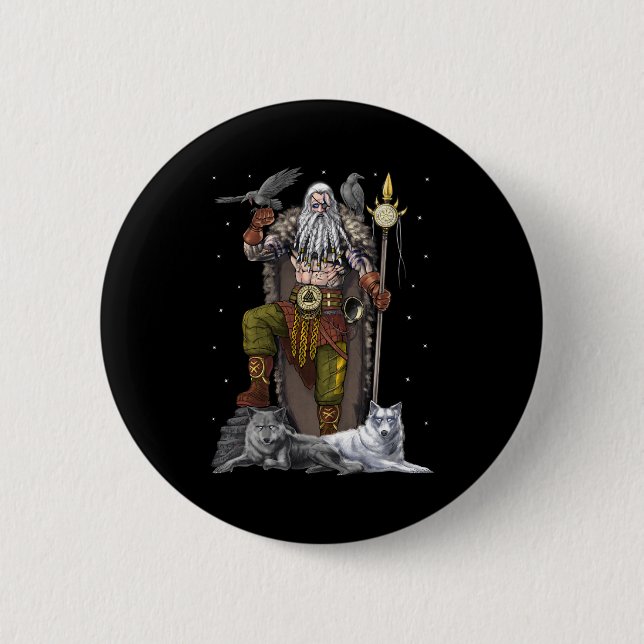 Norse Viking God Odin 6 Cm Round Badge (Front)