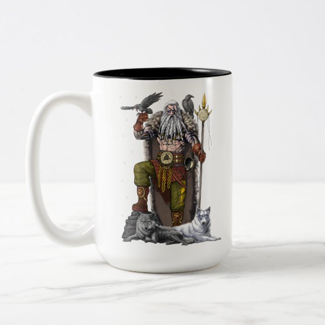 Norse Viking God Odin Two-Tone Coffee Mug (Left)