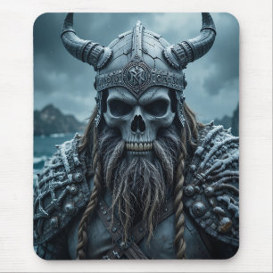 Norse Viking Poster with Horned Helmet Mouse Pad
