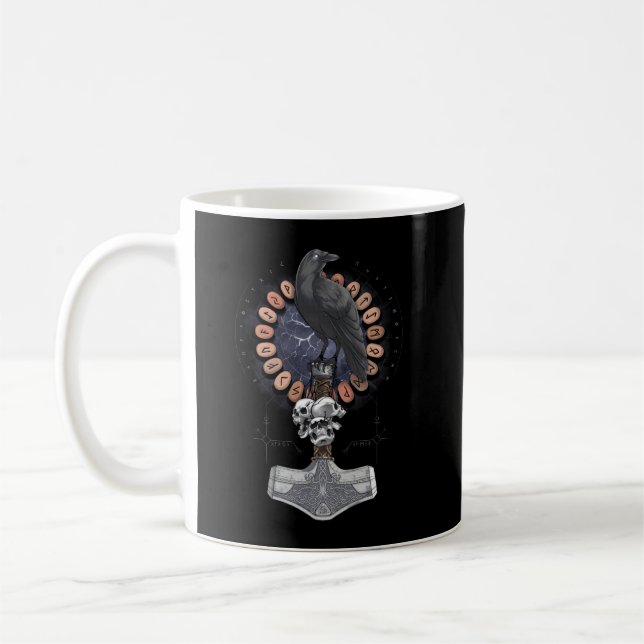 Norse Viking Raven Hammer Coffee Mug (Left)