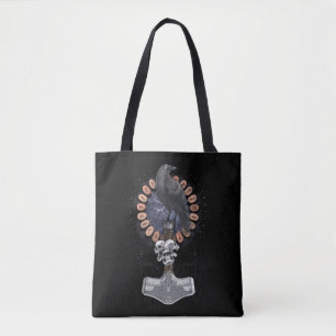 Norse Viking Raven Hammer Tote Bag